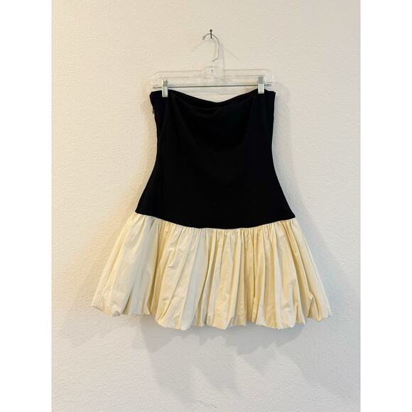 Lovers and Friends Strapless Bubble Mini Dress Black Ivory Size Large - Picture 3 of 7